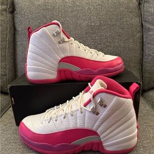 Jordan 12 Kids Sneakers White and Pink